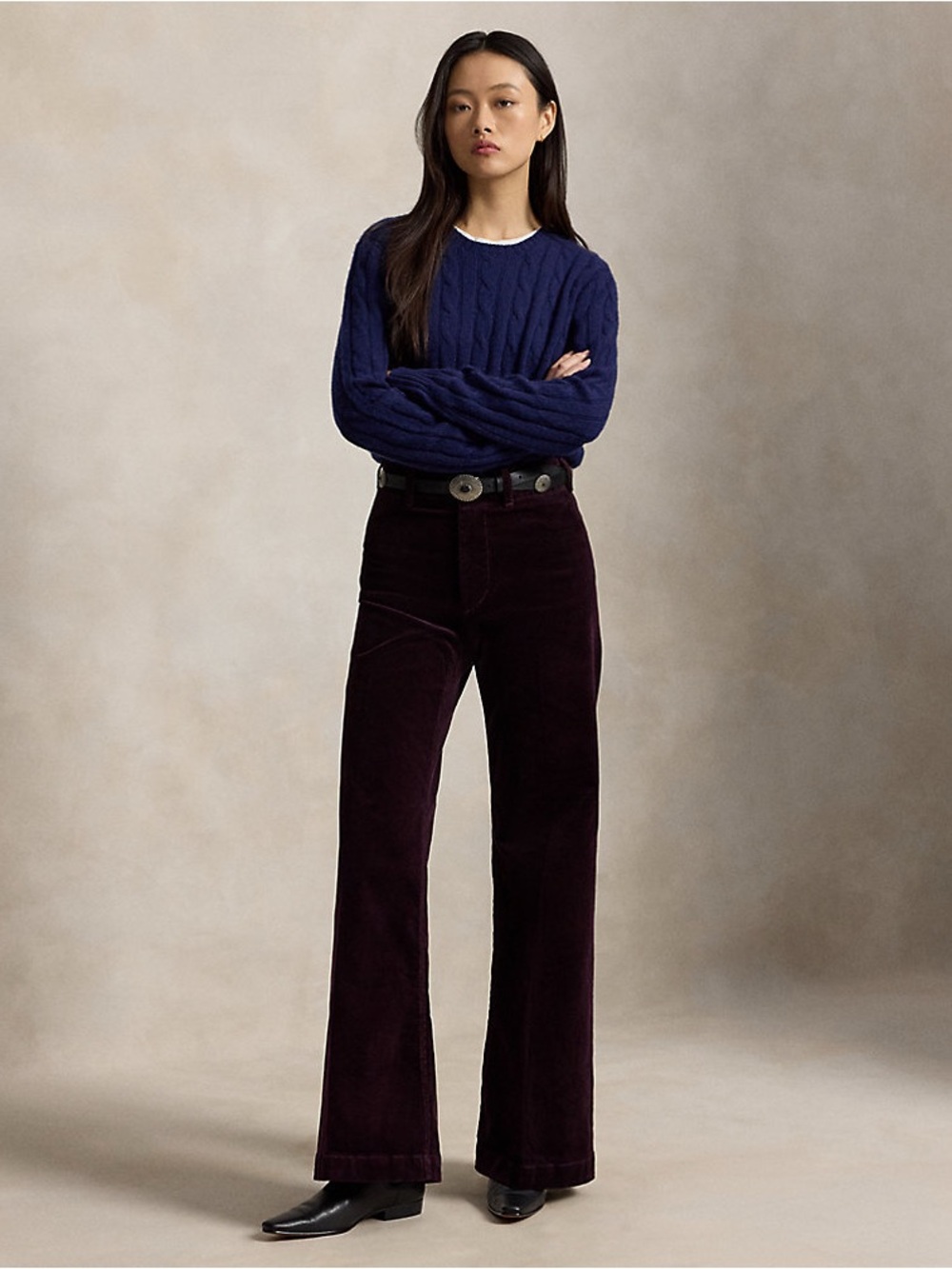 Ralph Lauren 100% Cotton Bootcut Corduroy Pants in Black